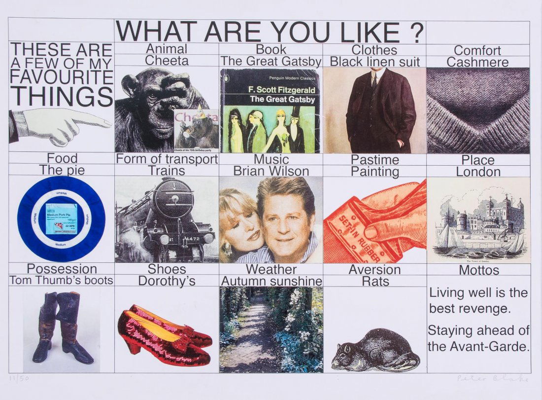 Sir Peter Blake (b.1932) - What are you like?: pigment print in colours, 2008, signed in pencil, numbered 11/50, on wove paper, with full margins, sheet 460 x 600 mm (18 1/8 x 23 5/8 in) IMPORTANT: This lot is sold subject to Artists Resale Rights