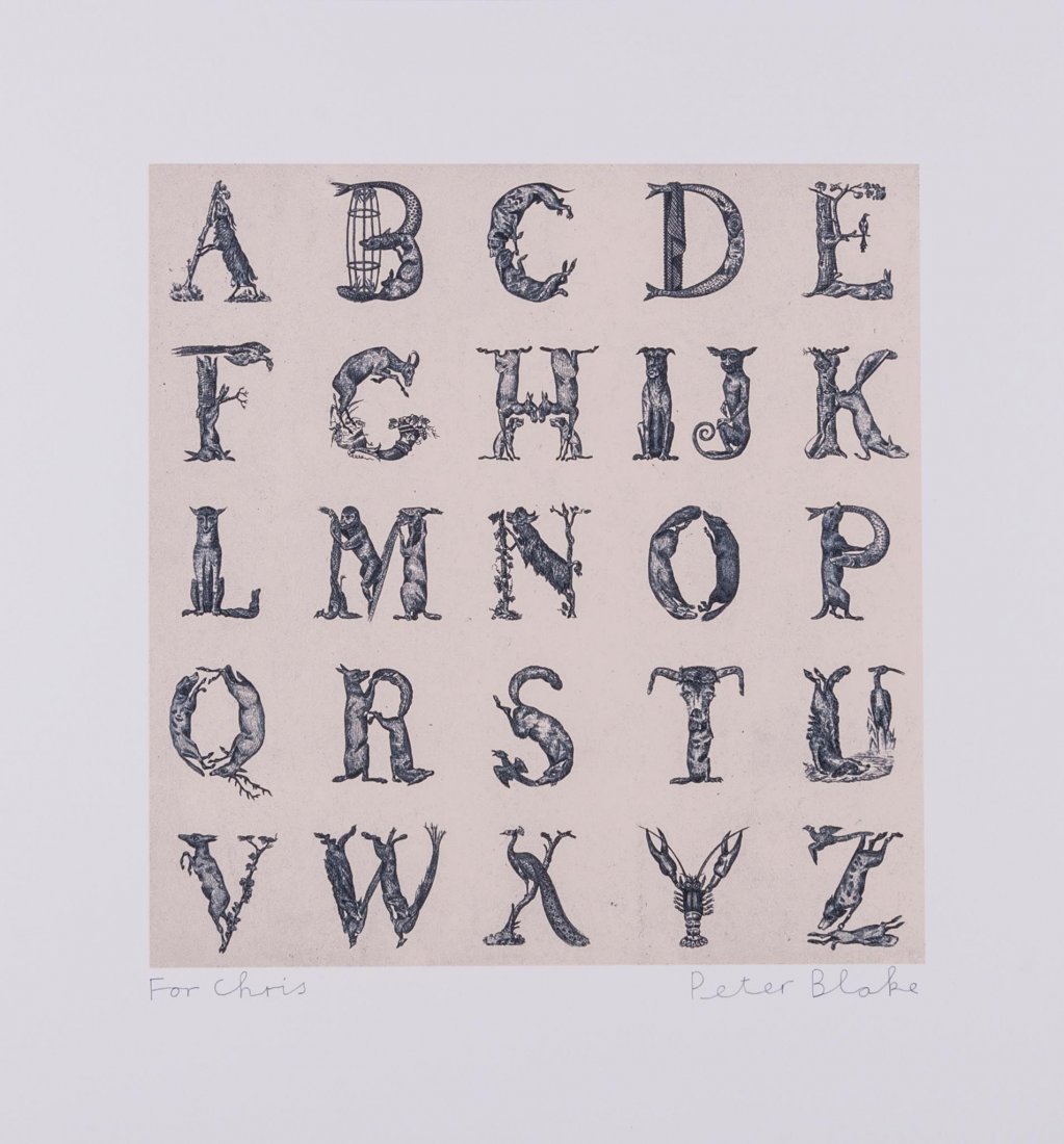 Sir Peter Blake (b.1932) - Appropriated Alphabets 12: screenprint in colours, 2013, signed and inscribed, 'For Chris' in pencil, the edition was 100, on wove paper, with full margins, 325 x 325 mm (12 3/4 x 12 3/4 in) IMPORTANT: This lot is sold subject