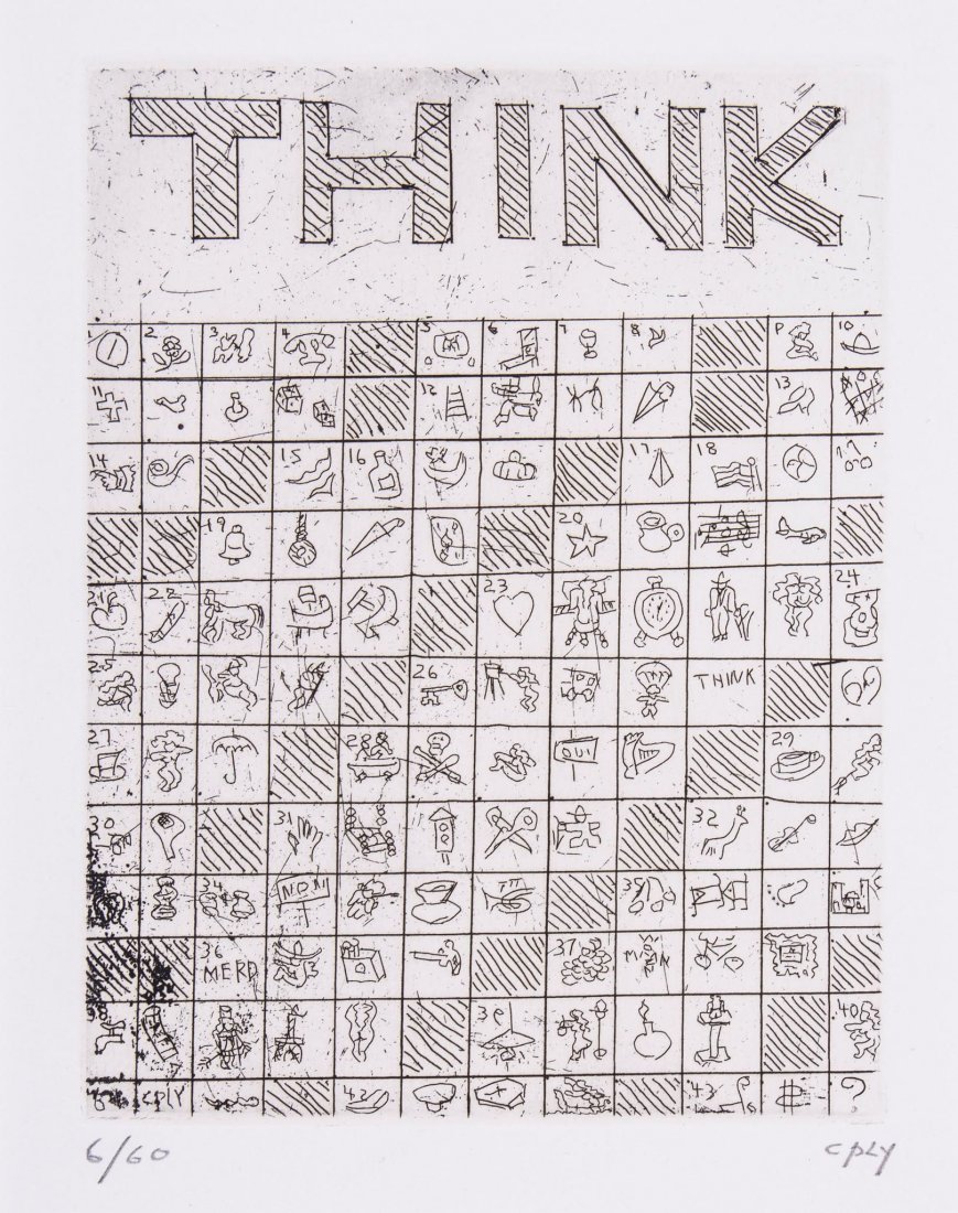 Billy Copley (b.1946) - Think: etching, 1962, signed in pencil, numbered 6/60, on wove paper, with full margins, 145 x 110 mm (5 3/4 x 4 3/8 in)