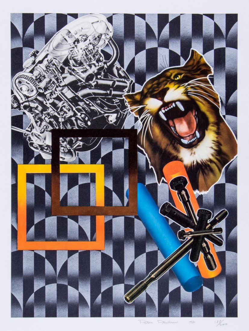 Peter Phillips (b.1939) - Tiger and Engine: screenprint in colours, 1971, signed and dated in pencil, numbered 188/200, on wove paper, with full margins, 495 x 370 mm (19 1/2 x 14 1/2 in) IMPORTANT: This lot is sold subject to Artists Resale Ri