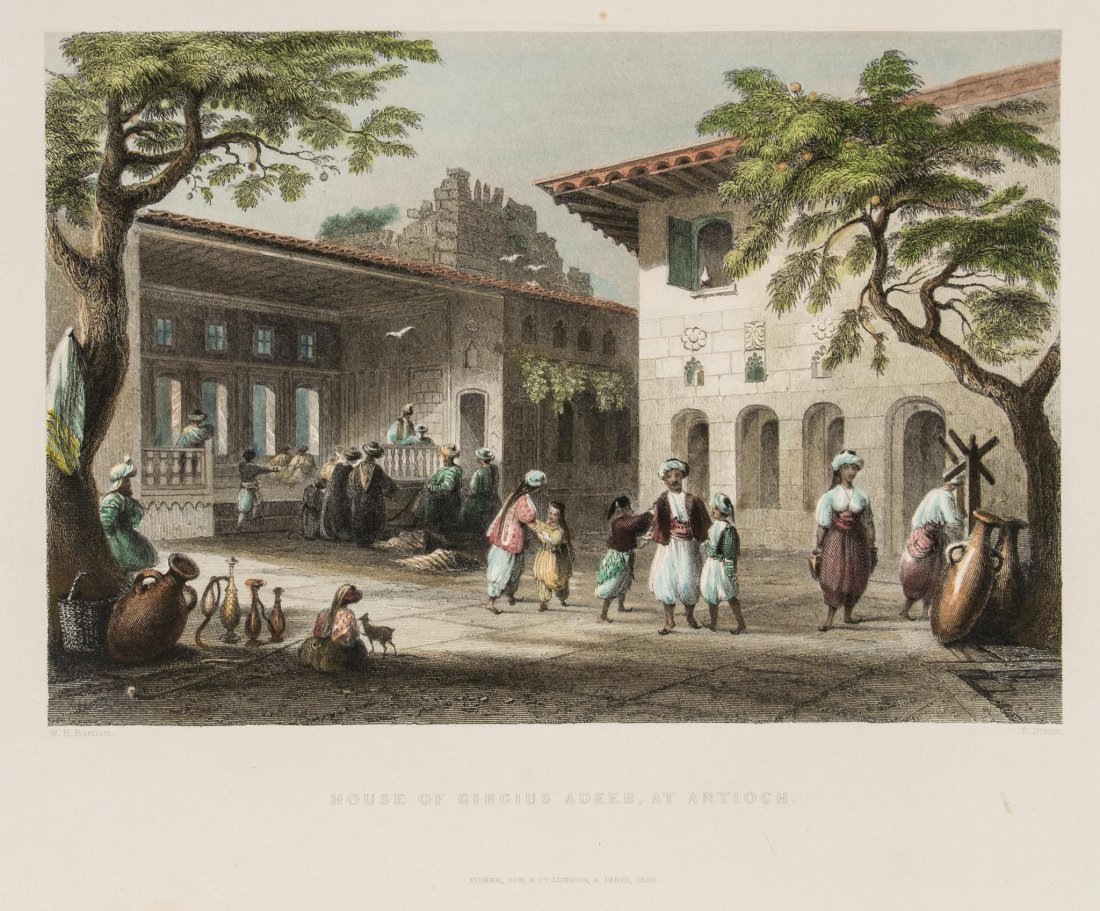 Carne (John) - Syria, the Holy Land, Asia Minor, &c.,: 3 vol., 3 additional engraved titles and 117 plates after Bartlett, Allom and others, all hand-coloured, 2 engraved maps hand-coloured in outline, tissue-guards, occasional marginal water-staining and