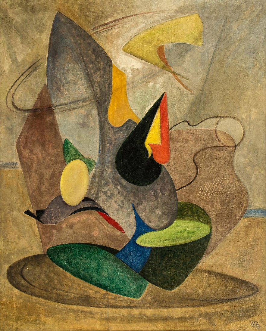 John Buckland-Wright (1897Ã¢â‚¬â€œ1954) - Abstract: oil on canvas, signed and titled on the stretcher bar 34 x 27 in., 86.3 x 68.6 cm Provenance: The Artist (thence by descent to the present owner). One of only a handful of paintings the artist produce