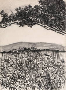 Edward Middleditch (1923-1987) - Sussex Landscape, 1956: charcoal on paper 29 1/2 x 21 1/2 in., 75 x 54.6 cm Exhibited: London, Arts Council / South Bank Centre, Edward Middleditch, 1987 [cat.30]. Provenance: A.W.Bell, England (thence by descent to the