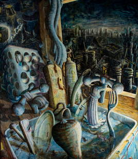 Graham Crowley (b. 1950) - Running Hot and Cold, 1983: acrylic on canvas, signed, titled and dated on the reverse 70 x 60 in., 177.8 x 152.4 cm IMPORTANT: This lot is sold subject to Artists Resale Rights, details of which can be found in our Terms and Co