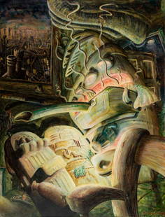 Graham Crowley (b. 1950) - A Thorough Grilling, 1983: acrylic on canvas, signed, titled and dated on the reverse 60 x 48 in., 152.4 x 121.9 cm IMPORTANT: This lot is sold subject to Artists Resale Rights, details of which can be found in our Terms and Co