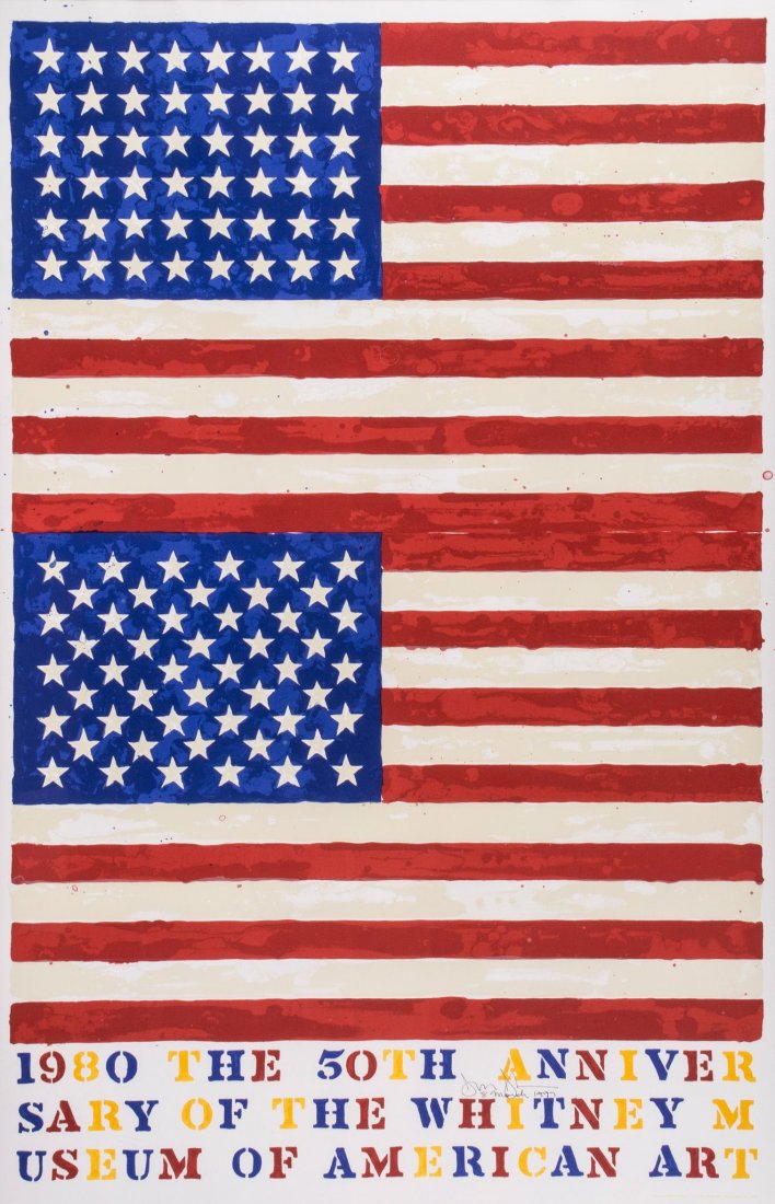 Jasper Johns (b.1930) - Two Flags. Whitney Anniversary: lithograph printed in colours, 1980, signed and dated in black ink, on wove paper, the full sheet printed near to the edges, sheet 1170 x 790 mm (46 x 31 1/8 in)