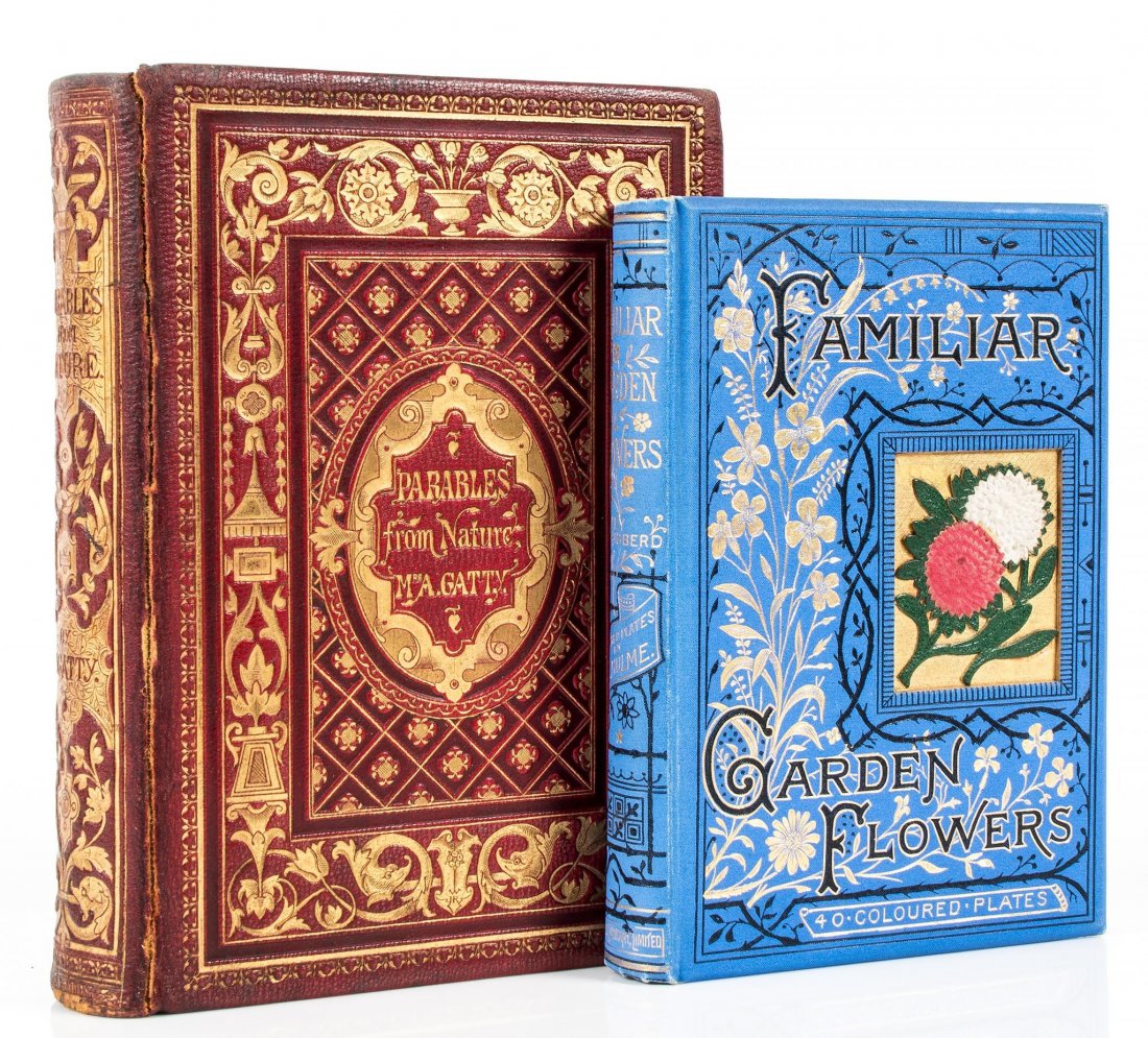 Parables from Nature, inscribed by the author: ( Mrs . Alfred) Parables from Nature, inscribed by the author, engraved plates and illustrations by Holman Hunt, Harrison Weir, John Tenniel and many others, some marginal water-staining and light fox