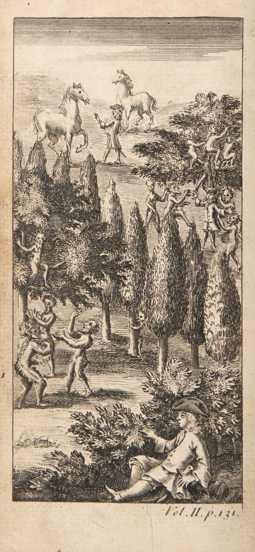 [Swift (Jonathan)] - Travels into several Remote: By Lemuel Gulliver, 2 vol., 4 engraved plates, title of vol.2 defective (repaired), modern half calf, for Charles Bathurst, 1767 § Gay (John) Poems on Several Occasions, 2 vol., engraved frontisp
