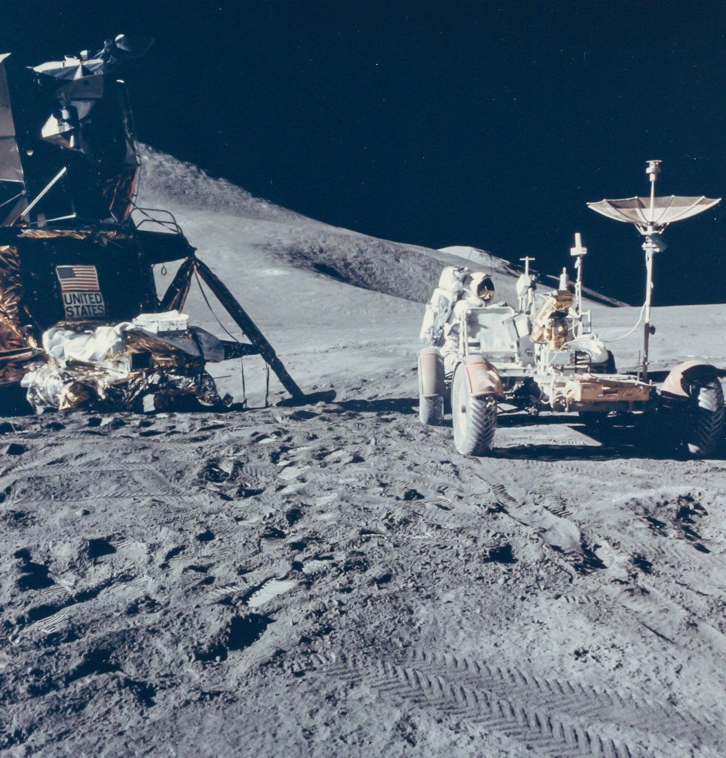 David Scott -: Vintage chromogenic print on fibre-based paper, 20.3 x 25.4cm (8 x 10in), A Kodak Paper watermark on verso, numbered NASA AS15-86-11601 in red in top margin