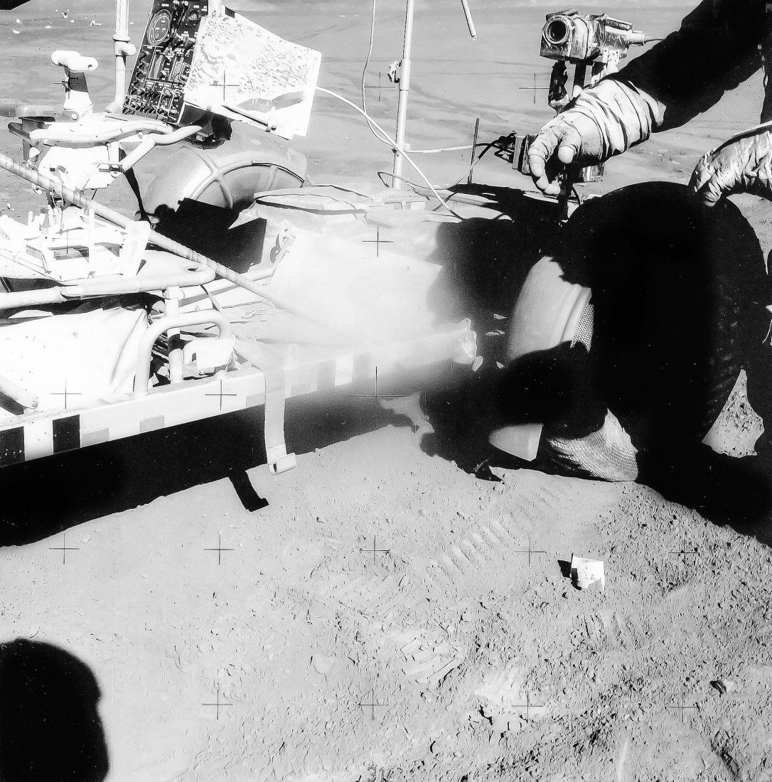 David Scott -: Six vintage gelatin silver prints, each 20.3 x 25.4cm (8 x 10in), numbered NASA AS15-82-11196, AS15-82-11197, AS15-82-11198, AS15-82-11197, AS15-82-11201, AS15-82-11203 in black in top margin (7)