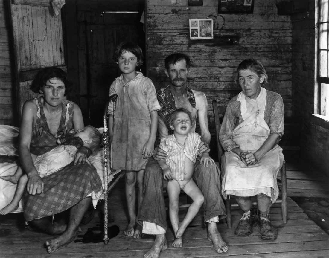 Walker Evans (1903-1975); Arthur Rothstein (1915- - Bud: Three gelatin silver prints, printed later, each titled, dated and annotated with photographer's name in pencil in unknown hand, Reproduced from the Library of Congress stamp verso, each approximately