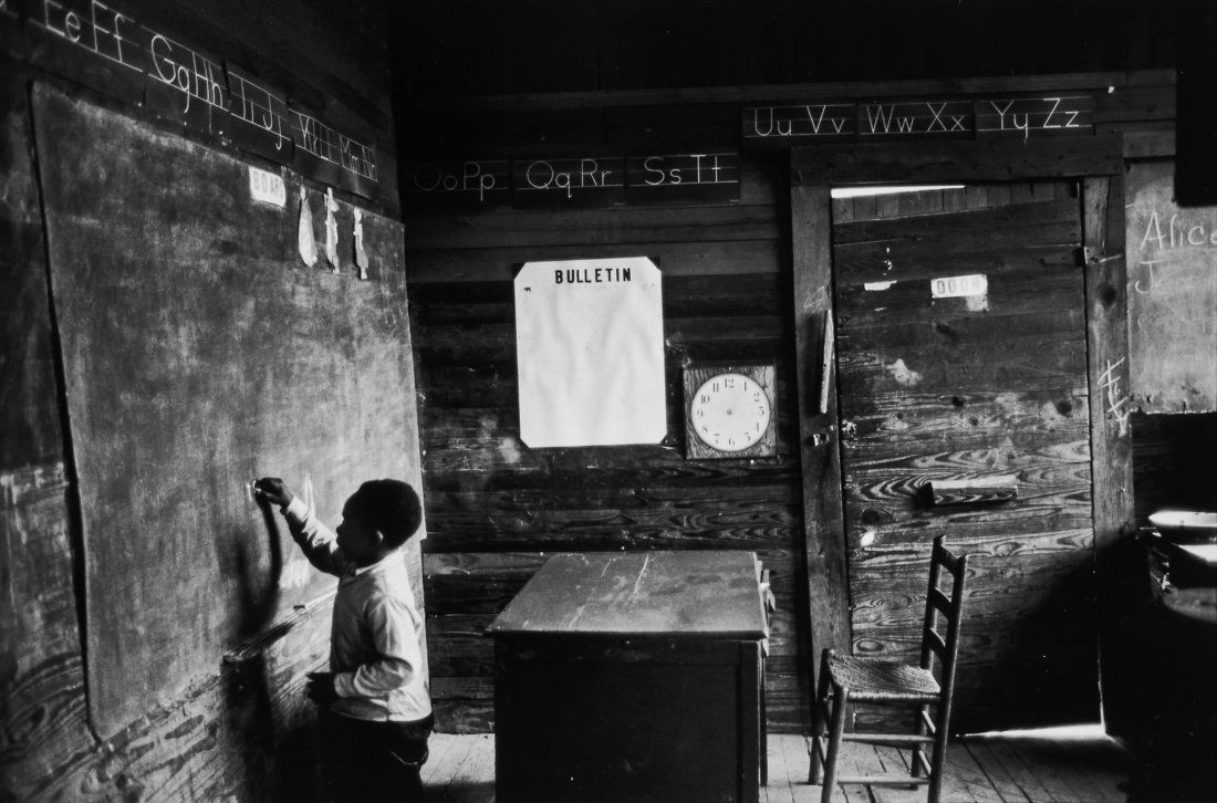 Bruce Davidson (b.1933) - Child at Blackboard in a: Gelatin silver print, printed later, signed in pencil verso, 21.7 x 32cm (8 1/2 x 12 1/2in) ** This lot has been imported from outside the EU to be sold at auction, and therefore the buyer must pay th