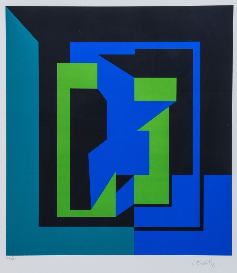 Victor Vasarely (1906-1997) - Untitled: screenprint in colours, signed in pencil, numbered 76/90, on wove paper, with full margins, 500 x 470 mm (19 3/4 x 18 1/2 in) IMPORTANT: This lot is sold subject to Artists Resale Rights, details of w