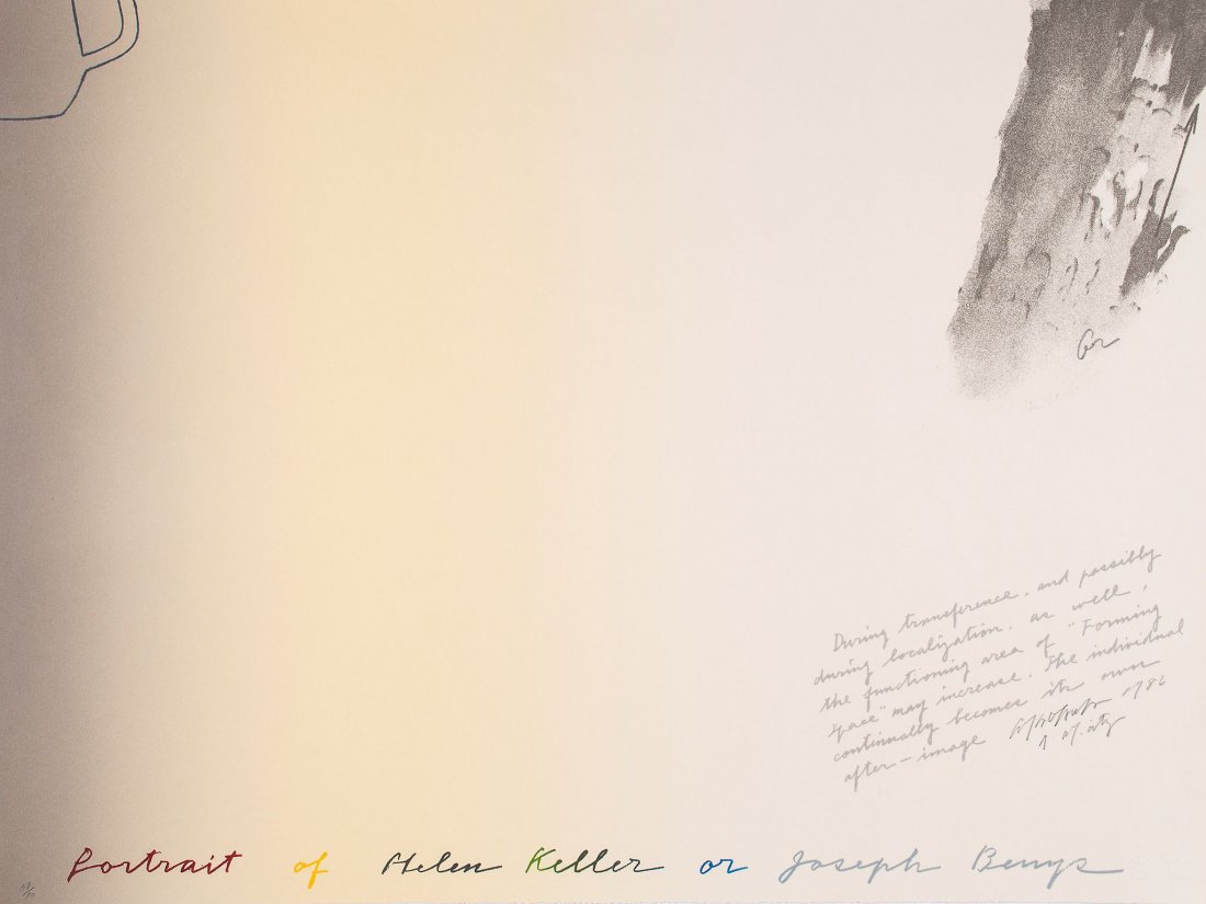 Shusaku Arakawa (1936-2010) - Portrait of Hellen Keller: lithograph printed in colours, 1986, signed and numbered from the edition of 90, published by Galerie Bernd Kluser and Editions Schellmann, Munich and New York, on BFK Rives paper, with full margins, 