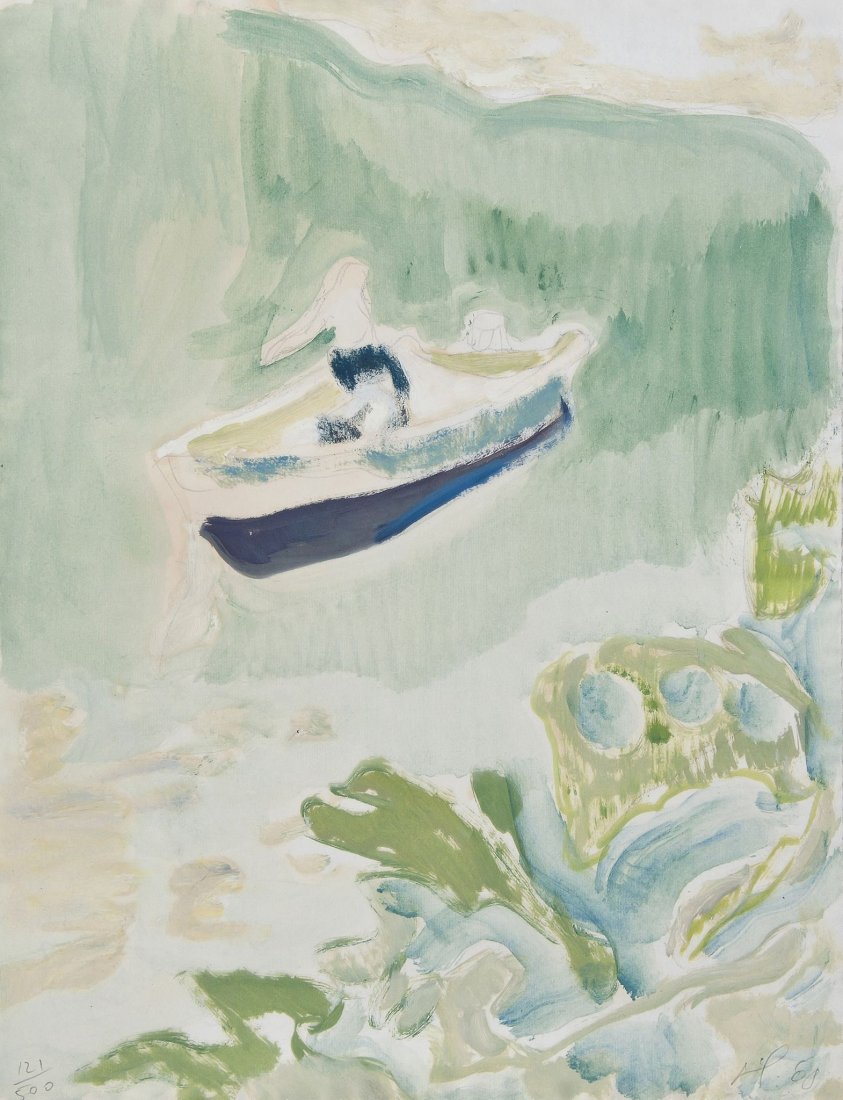 Peter Doig (b.1959) - Cyrils Bay: giclée with screenprint in colours, 2008, signed and dated in pencil, numbered 121/500, published by The Tate Gallery, London, on wove paper, the full sheet printed to the edges, sheet 510 x 390