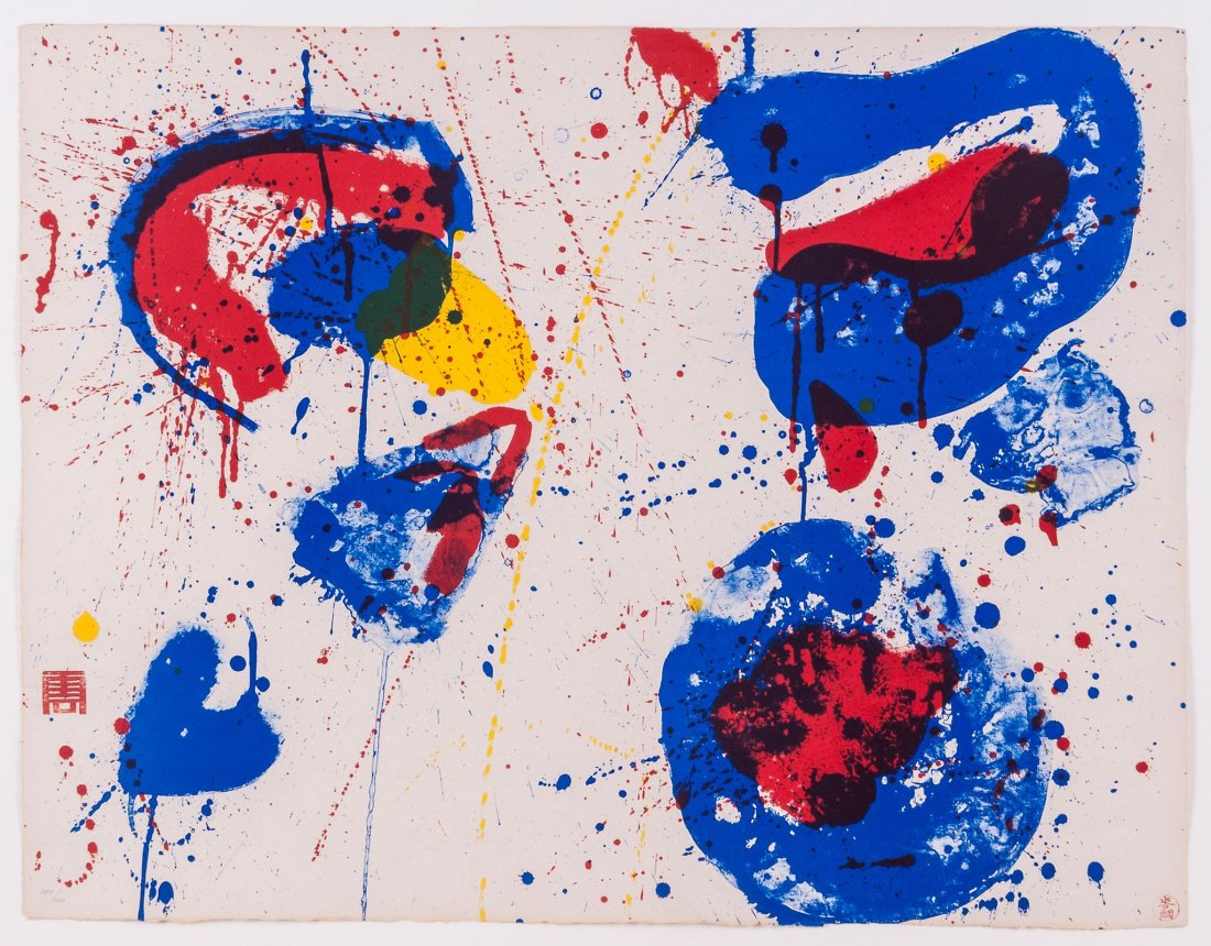 Sam Francis (1923-1994) - Hurrah for the Red, White and: lithograph printed in colours, 1961, numbered 350/400 in pencil, printed by Emil Matthieu Atelier, Zurich, published by Kornfeld and Klipstein, Bern, on wove paper, the full sheet printed to the edges