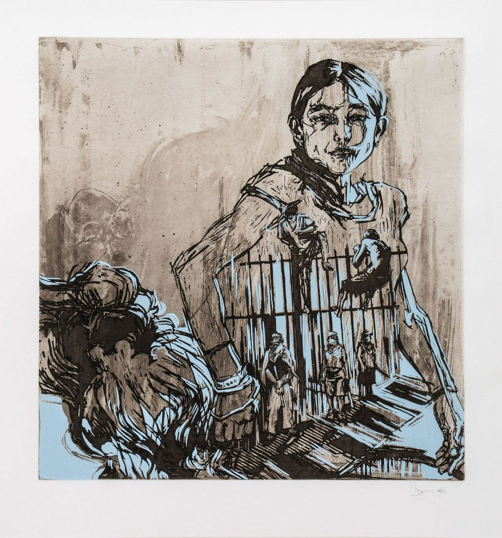 Swoon (b.1977) - Argentina: etching with screenprint in colours, 2008, signed in pencil, numbered 18/95, published by The Black Rat Press, London, with their blindstamp, on wove paper, with full margins, 550 x 535 mm (21 1/2 x 2