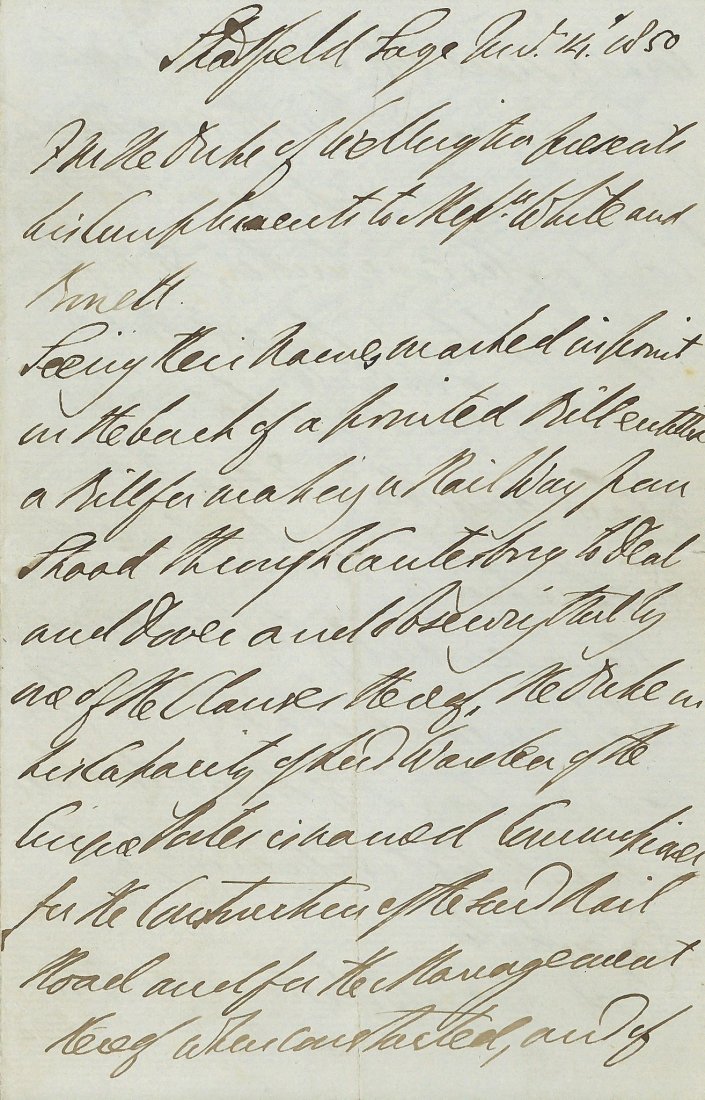 Letter third person to Messrs. White & Benett,: (Arthur Wellesley, first duke of, army officer and prime minister, 1769-1852) Letter third person to Messrs. White & Benett, Solicitors, Lincolns Inn Fields, 3pp., 8vo, Stratfield Saye, 14th November 