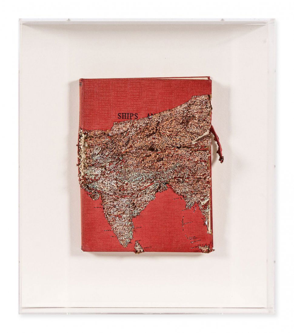 ** Jonathan Callan (b. 1961) - Ships Annual, 1999: punched photographic plate and book, signed, titled and dated on the backing board, housed in a plexiglass box overall 16 x 14 x 3 in.,41 x 36 x 8 cm Provenance: Hales Gallery, London. IMPORTANT: This