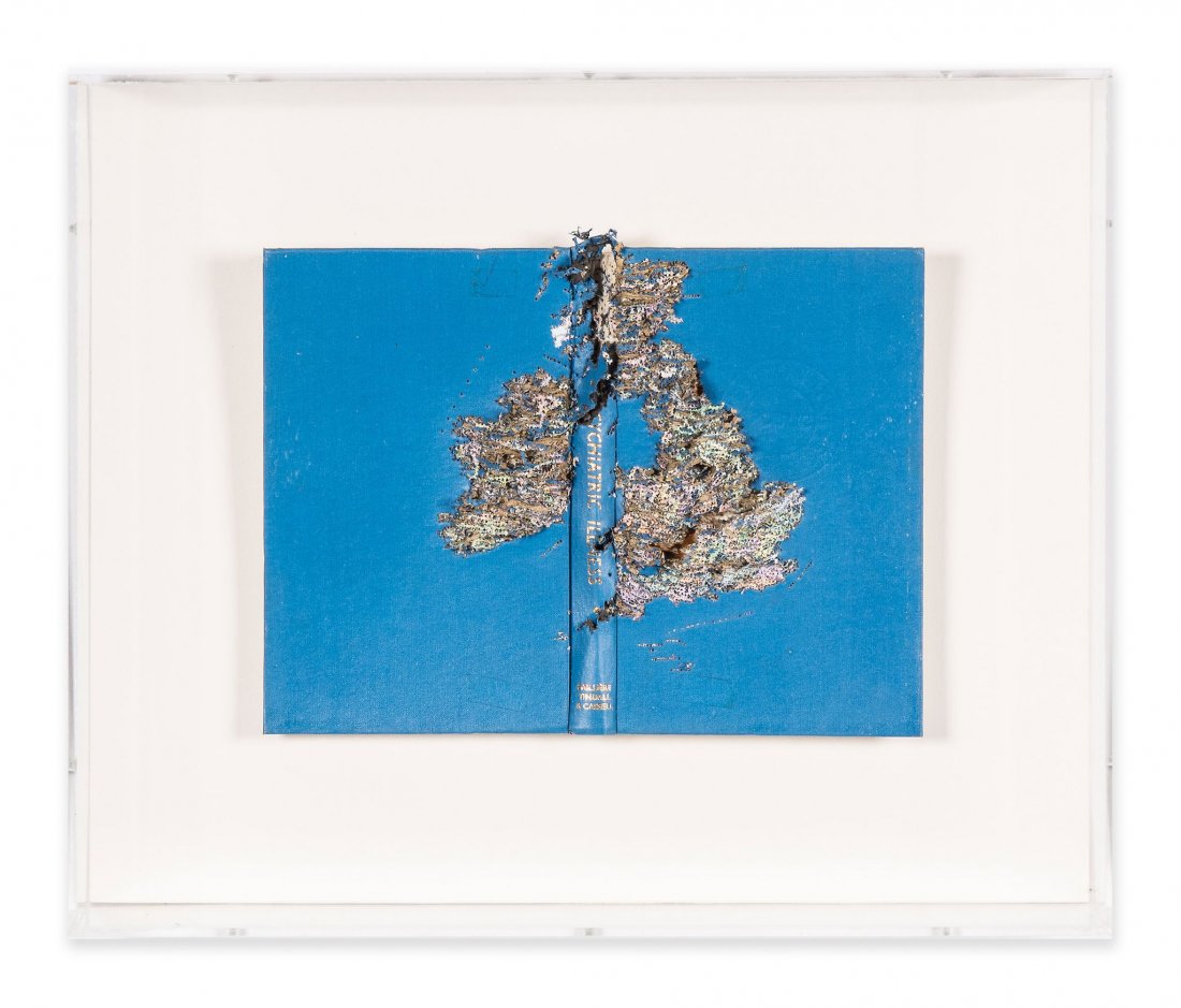 ** Jonathan Callan (b. 1961) - Psychiatric Illness,: punched photographic plate and book, signed, titled and dated on the backing board, housed in a plexiglass box overall 15 x 18 x 4 in., 38 x 45.7 x 10.2 cm Provenance: Hales Gallery, London. IMPORTANT