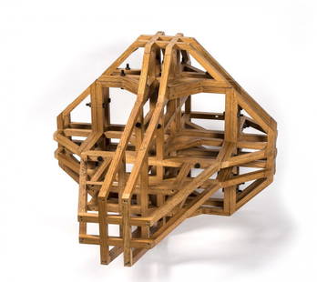 ** Conrad Shawcross (b. 1977) - Etymology, 2006: carved oak, screws and metal bolts 26 x 39 1/4 x 32 in., 66 x 103 x 81.3 cm Provenance: Victoria Miro Gallery, London. IMPORTANT: This lot is sold subject to Artists Resale Rights, details of which ca