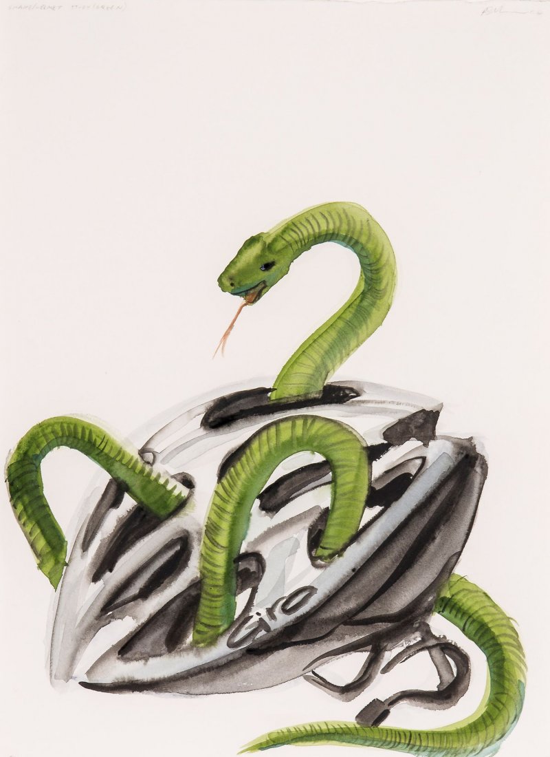 ** Ricky Swallow (b. 1974) - Snake/Helmut Study: watercolour on paper, titled in pencil at upper right, signed and dated in pencil at upper left 15 x 11 in., 38.2 x 28.2 cm Provenance: Stuart Shave/Modern Art, London.