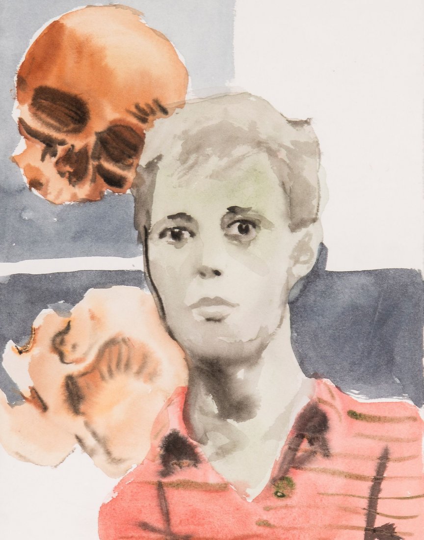 ** Ricky Swallow (b. 1974) - Portrait of Paul Thek,: watercolour on paper, titled, signed and dated in pencil at upper right 12 1/2 x 10 in., 32 x 25 cm Provenance: Stuart Shave/Modern Art, London.