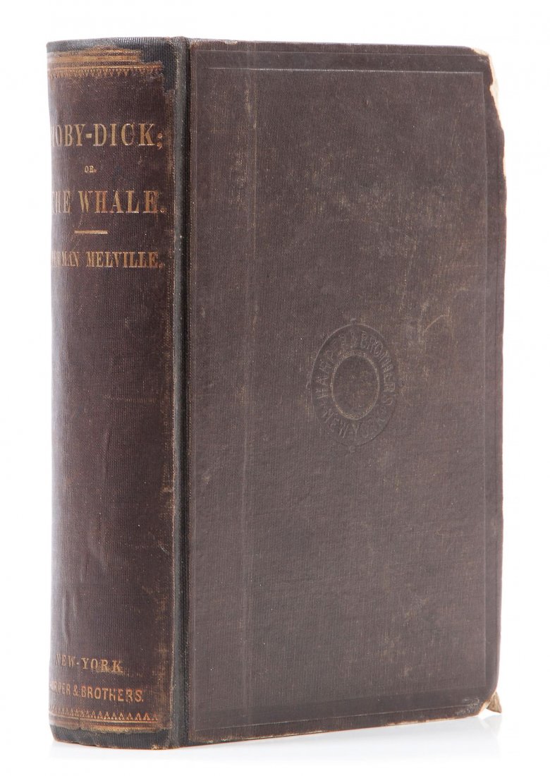Morrison (Jim).- Melville (Herman) - Moby Dick,: first American edition, Jim Morrison's copy, some scattered light foxing, heavier to endpapers, minor marginal damp-staining to early pp., 6pp. advertisements, 19th century ink ownership inscription t