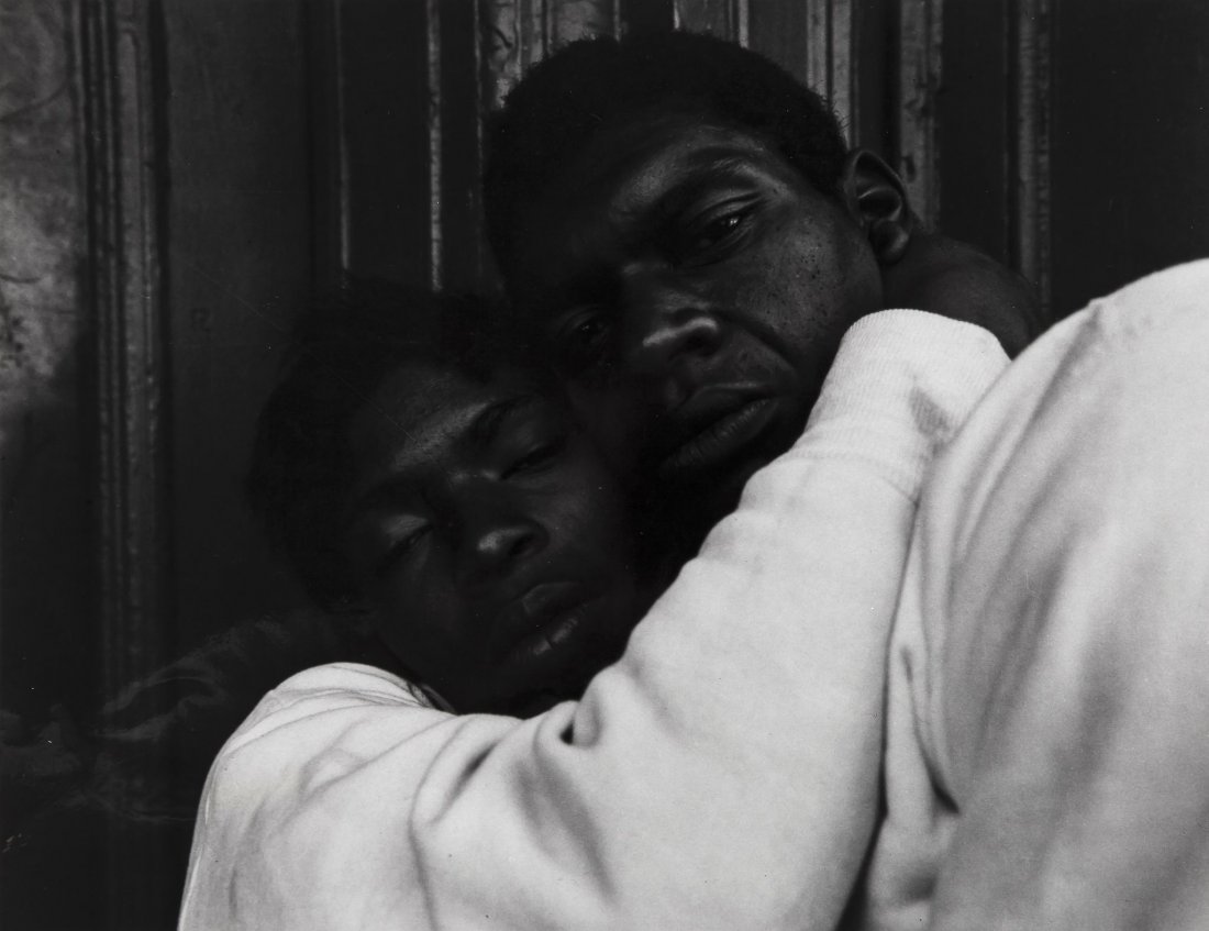 Bruce Davidson (b.1933) - East 100th Street, 1967-68: Gelatin silver press print, printed 1970, annotated in black ink in unknown hand in the margin, annotated in pencil in unknown hand with MoMA label affixed verso, 18.6 x 24.2cm (7 3/8 x 9 1/2 in) Prov