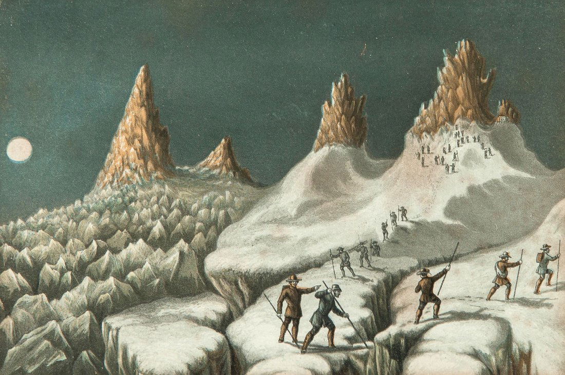 Mountaineering.- Alps.- [Macgregor (John)] - [The: A series of four views ], complete set of 4 colour-printed plates by George Baxter after John Macgregor, c.100 x 150mm., most a little foxed, mounted, framed and glazed, without the accompanying 4pp.