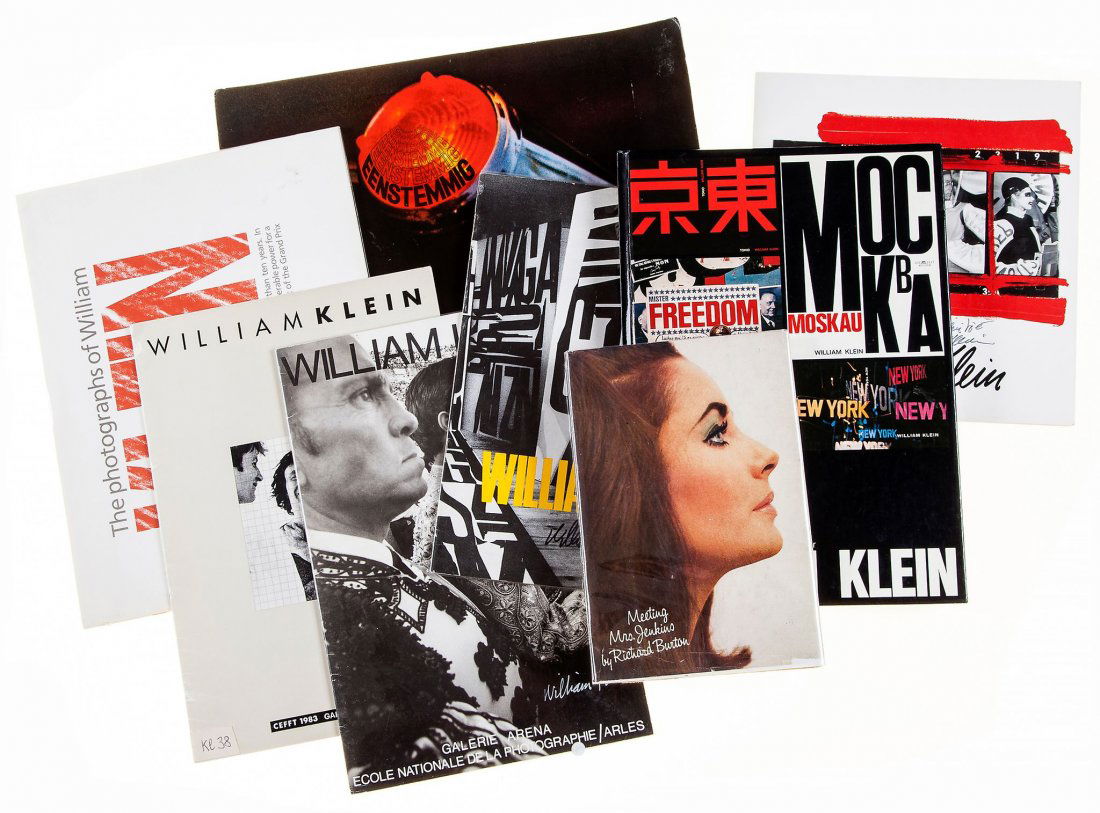 William Klein (b.1928) - Meeting Mrs. Jenkins, 1966: A collection of 8 books, all first editions, all signed, comprising Eenstemmig, Citroen, 1966; Exhibition catalogue, Hasselblad Center, 1990; Exhibition catalogue, Stedelijk Museum Amsterdam, 1967; Wi