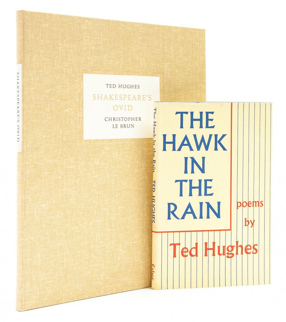 Hughes (Ted) - The Hawk in the Rain,: spotting to endpapers, dust-jacket, some light scattered spotting, minor tissue repair to foot of spine, still near-fine overall, 1957 § Hughes (Ted) and Christopher Le Brun. Shakespeare's Ovid,