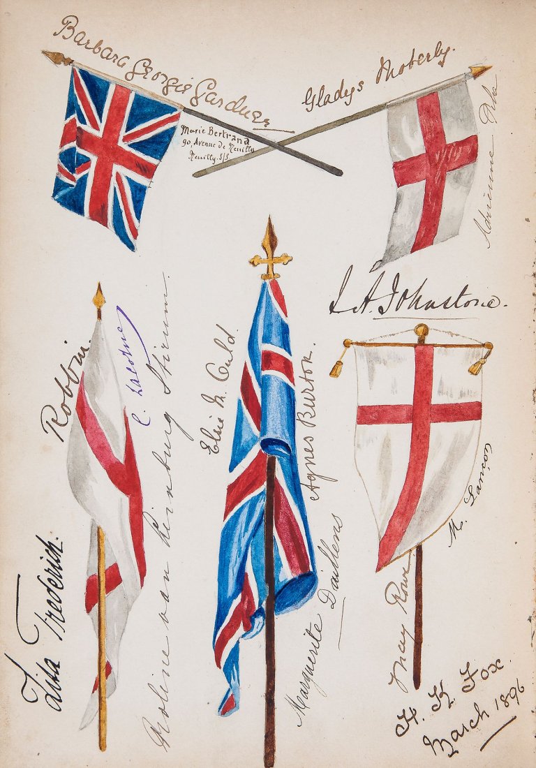 Album, - poetry excerpts, watercolours etc., 84pp.,: poetry excerpts, watercolours etc., 84pp., some ff. loose, slightly browned, original polished morocco, slightly rubbed, metal clasp, g.e., 8vo, 1894 -1901.