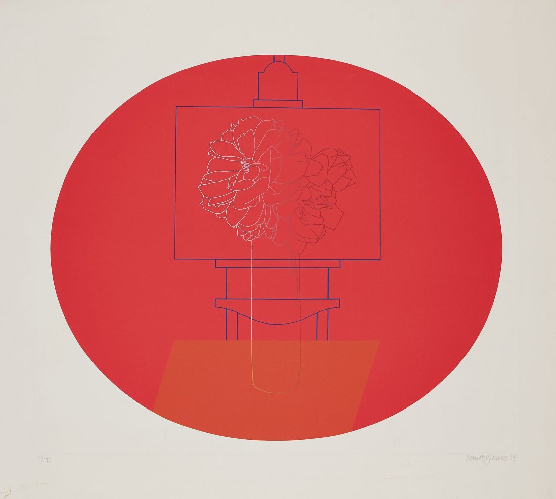 Derrick Greaves (b.1927) - Vase of Flowers: lithograph printed in colors, 1984, signed and dated in pencil, numbered 111/175, printed by Kepra Studio, with their blindstamp, on wove paper, with full margins, 550 x 630 mm (21 5/8 x 24 3/4 in) IM