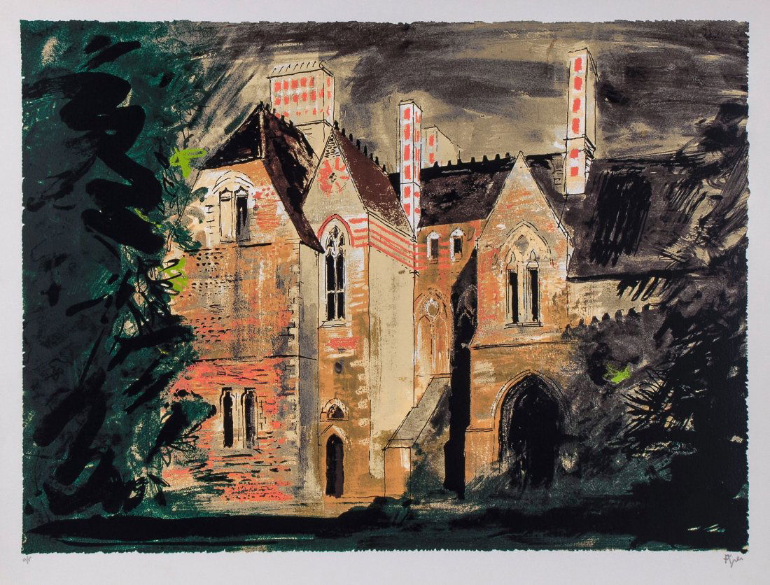 John Piper (1903-1992) - Milton Ernest Hall (L.276): screenprint in colours, 1977, signed and inscribed A/P in pencil, an artist's proof aside from the edition of 75, from Victorian Dream Palaces , published by Marlborough Fine Art, on Velin Arches pape