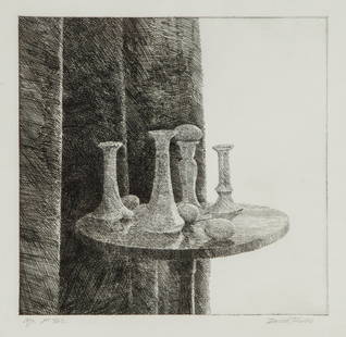 David Tindle (b.1932) - Untitled: etching, signed in pencil, inscribed A.P., an artist's proof aside from the edition, on wove paper, with full margins, 240 x 240 mm (9 1/2 x 9 1/2 in) IMPORTANT: This lot is sold subject to Artists Re