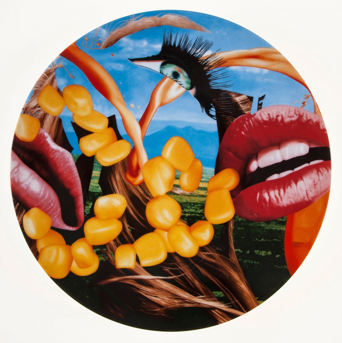 Jeff Koons (b.1955) - Lips Plate: screenprint in colours on a porcelain plate, 2012, signed and dated in gold pen verso, numbered 0110/2500, published by Bernardaud, Paris, diameter 315 mm (12 3/8 in)