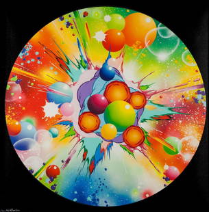 Andrew McAttee (b.1972) - Spin: giclee print with screenprint and varnish printed in colours, 2010, signed and dated in white ink, numbered 5/50, on wove paper, the full sheet printed to the edges, sheer 830 x 830 mm (32 3/4 x 32 3/