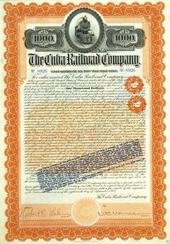 Cuba Railroad Co., $1000 bond, 1902 vignette of o