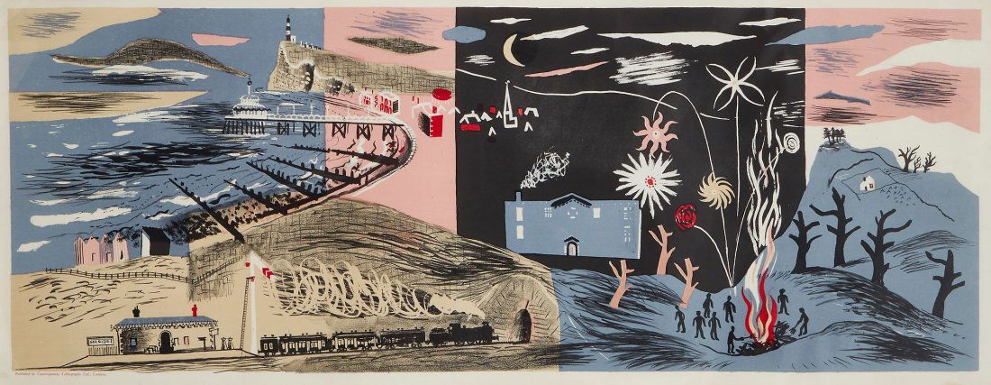 John Piper (1903-1992) - Nursery Frieze II (L.9): lithograph printed in colours, 1936, published by Contemporary Lithographs Ltd., London, on wove paper, with full margins, 460 x 1210 mm (18 1/8 x 47 5/8 in) IMPORTANT: This lot is sold subject to Art