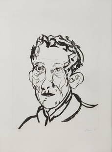 Tony Bevan (b.1951) - Portrait Man: etching, 1995, signed and dated in pencil, numbered 18/40, from The Culford Press 10th Anniversary Portfolio, published by the Culford Press, London, with their blindstamp, on Arches paper, with full