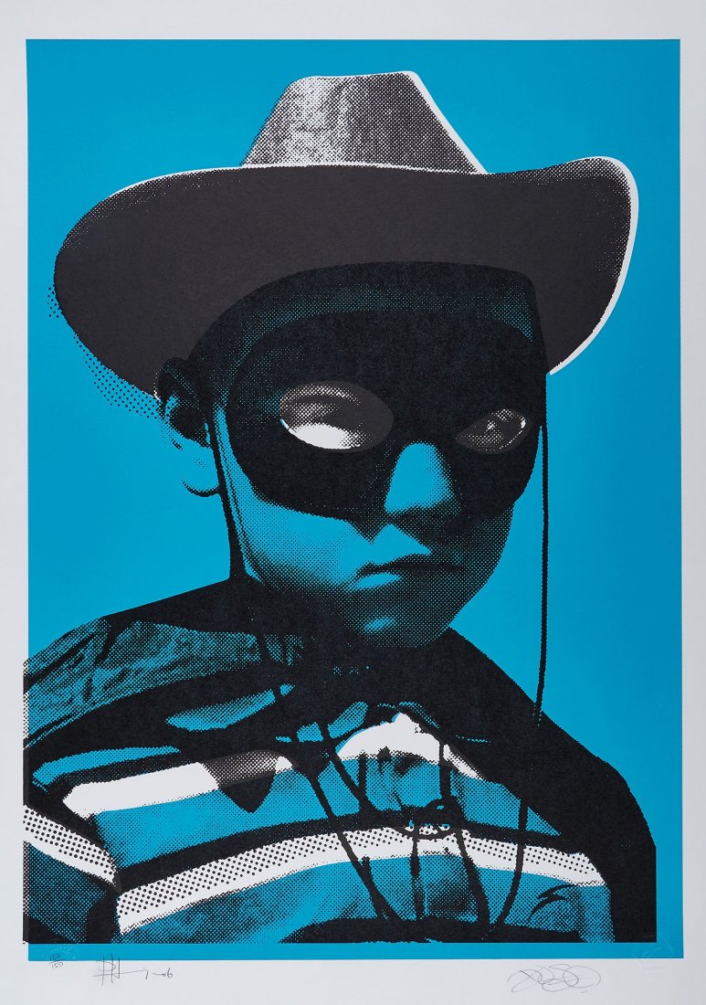 Paul Insect (b.1971) - Outsider Big Head (Blue): screenprint in colour, 2006, signed and dated in pencil, numbered 137/150, with the Pictures on Walls blindstamp, on wove paper, with full margins, sheet 703 x 500 mm (27 3/4 x 19 3/4 in) IMPORTANT: T