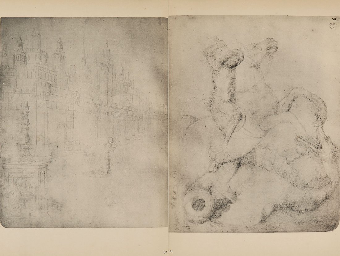 Goloubew (Victor) - Les Dessins de Jacopo Bellini au: 2 vol., plates, many folding, Kenneth Clark's copy with Saltwood library label on rear paste-downs, contemporary half vellum, uncut, rubbed, Brussels, 1912-08 § [Lady Hamilton] Rehberg, Frederick