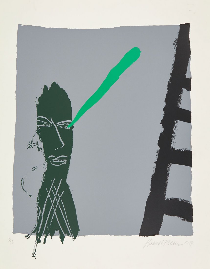 Bruce McLean (b.1944) - Untitled: screenprint in colours, 1984, signed and dated in pencil, numbered 3/33, on wove paper, with full margins, together with one lithographic poster in colours, 1987, produced for the Whitechapel Auction