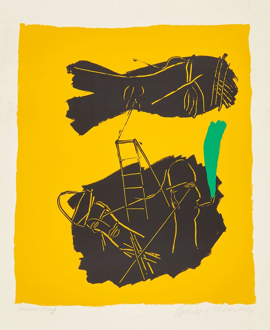 Bruce McLean (b.1944) - Untitled: screenprint in colours, 1984, signed and dated in pencil, inscribed Studio Proof, on wove paper, with full margins, together with one lithographic poster in colours, 1987, produced for the Whitechapel