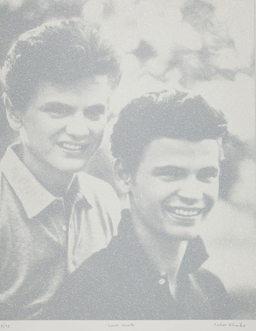 Sir Peter Blake (b.1932) - Love Hurts: screenprint in colours with diamond dust, 2004, signed, titled and numbered from the edition of 75 in gold ink, from the Love Portfolio, published by Paul Stolper, London, on stiff wove paper, the ful