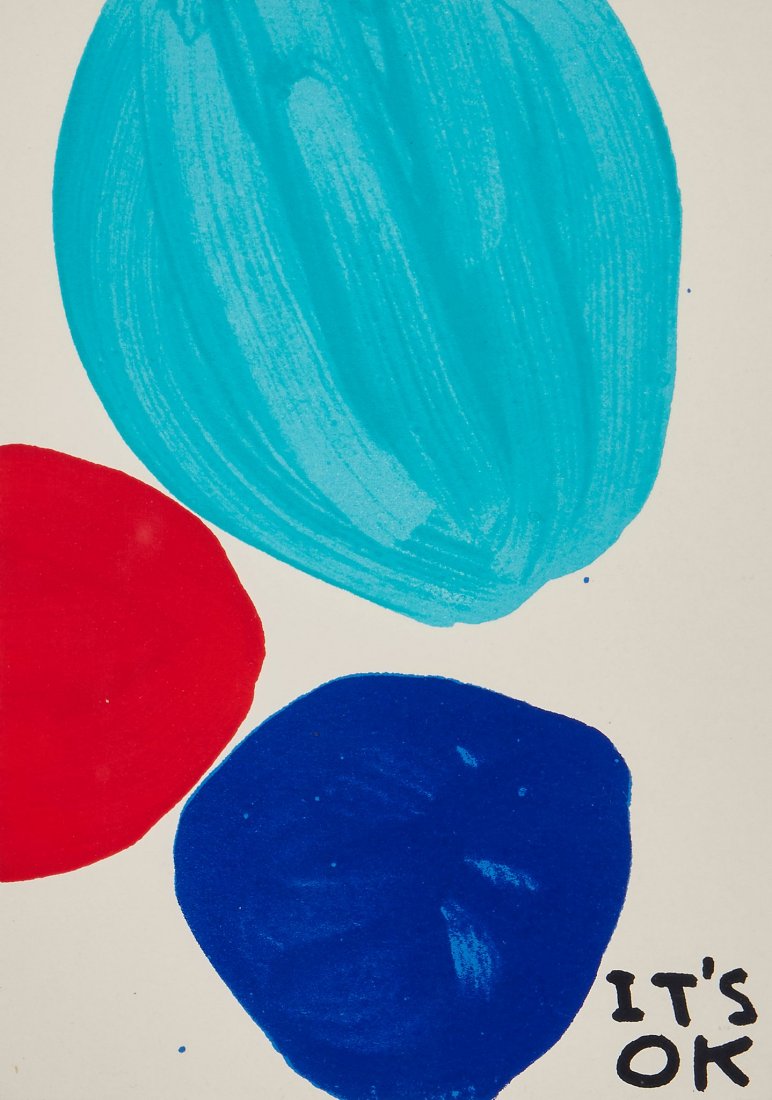 David Shrigley (b.1968) - IT'S OK: screenprint in colours, 2016, initialled and dated in pencil verso, numbered 33/100, printed and published by Jealous Print Studio, London, on Fabriano Artistico 640gsm paper, the full sheet printed t