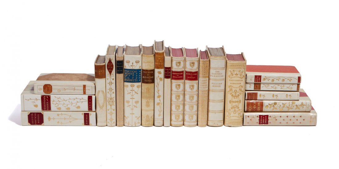 Bindings.- Long (George, - translator ) The Thoughts of: translator ) The Thoughts of The Emperor M. Aurelius Antoninus , 1891 § The Poetical Works of William Blake, portrait frontispiece, contemporary ink inscription to front endpaper, g.e., 1893, ver