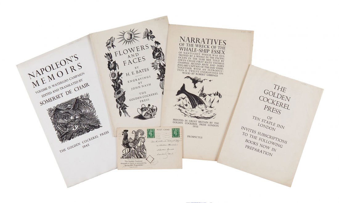 Golden Cockerel Press.- - A collection of c.150: A collection of c.150 propsectuses, proofs, pamphlets and ephemera, some duplicates, illustrations by John Buckland Wright, Lettice Sandford, Robert Gibbings, Dorothea Braby, Gwenda Morgan, Clifford W