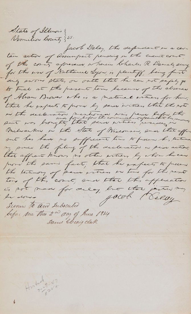 Lincoln (Abraham) - Document written by.- (1 of 1)